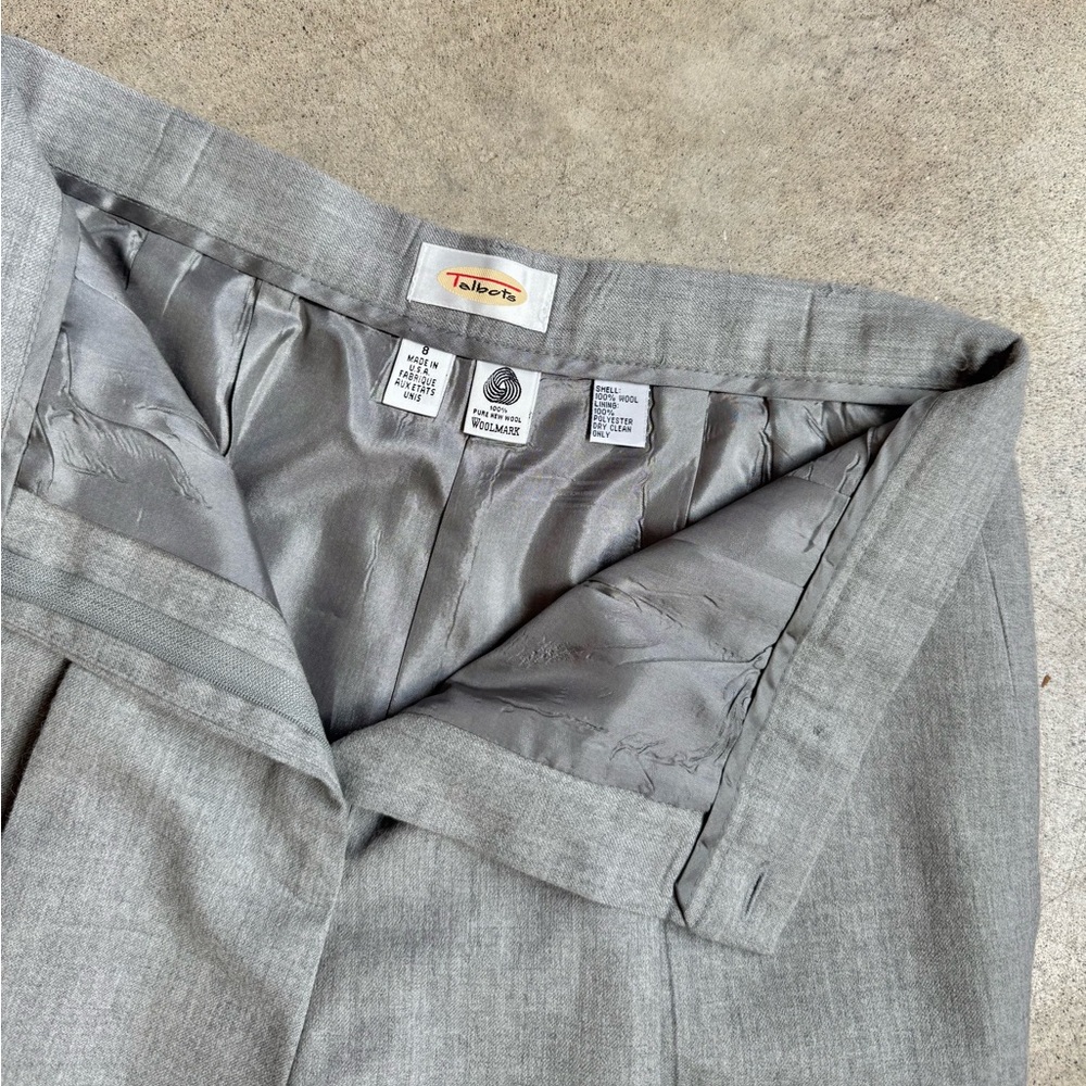 Vintage 90s Talbots Grey Wool Pleated Trousers - Picture 4 of 5